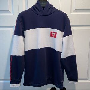 Puma Navy Blue and White Hoodie Sweatshirt - Men’s Small